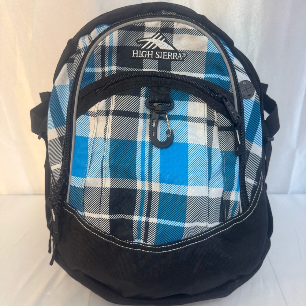 NWOT High Sierra Loop Black and Blue Checkered Unisex Student School Backpack
